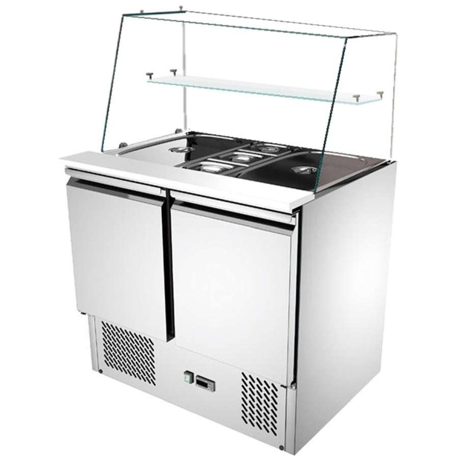 Saladette 2-türig Glasaufsatz Gerader Glasaufsatz Saladette 2-türig Glasaufsatz Gerader Glasaufsatz