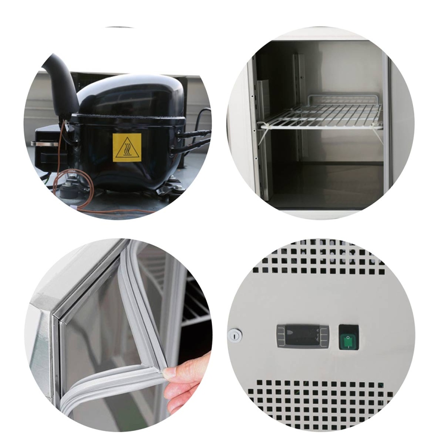 Saladette 3 Tür - gerader Glasaufsatz, 137 x 70 Saladette 3 Tür - gerader Glasaufsatz, 137 x 70