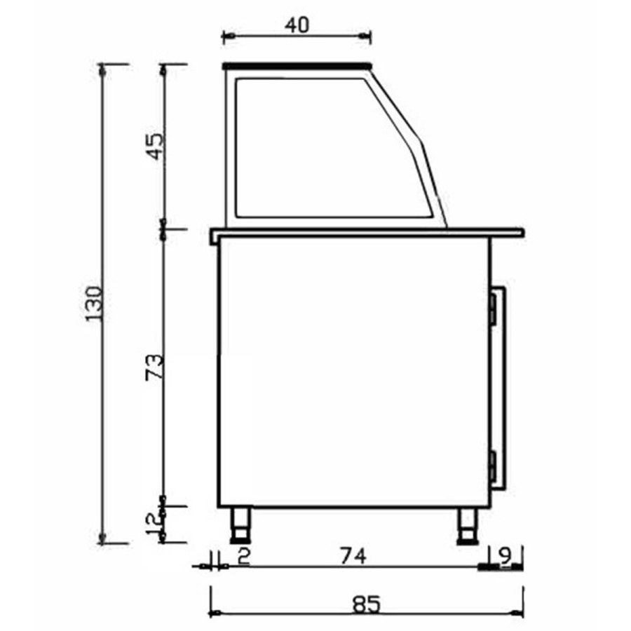 Salattheke (Dönertheke) | 3 x 1/1GN | B1120 x T850 x H1300 mm | Wit-Zwart