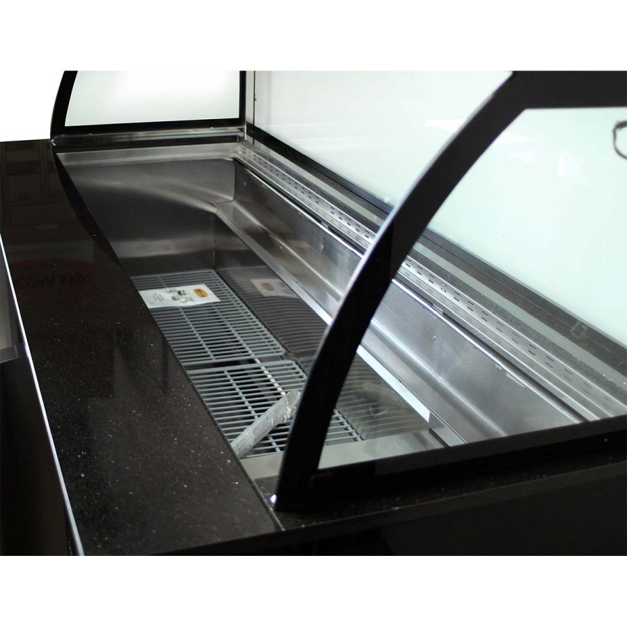 Salattheke (Dönertheke) | 4 x 1/1GN | B1500 x T850 x H1300 mm | Weiß-Schwarz