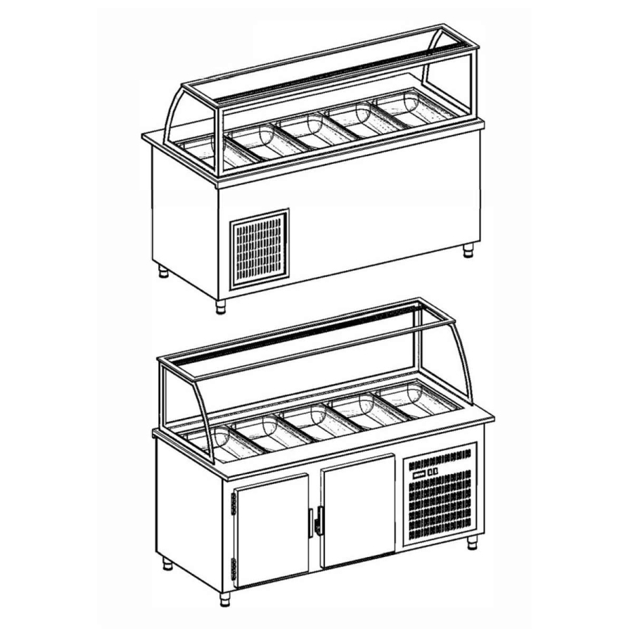 Salattheke (Dönertheke) | 5 x 1/1GN | B1800 x T850 x H1300 mm | Weiß-Schwarz Salattheke (Dönertheke) | 5 x 1/1GN | B1800 x T850 x H1300 mm | Weiß-Schwarz