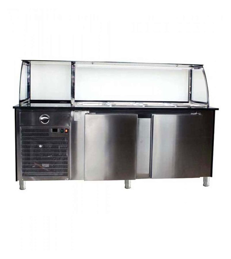 Salattheke (Dönertheke) mit Kassentisch | 4 x 1/1 GN | B2000 xT850 x H1300 mm | Bordeaux-Schwarz Salattheke (Dönertheke) mit Kassentisch | 4 x 1/1 GN | B2000 xT850 x H1300 mm | Bordeaux-Schwarz