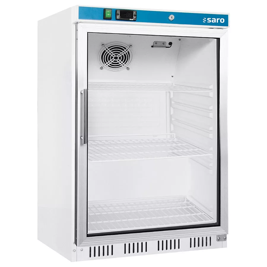 Lagerkühlschrank mit Glastür weiß 129 Liter