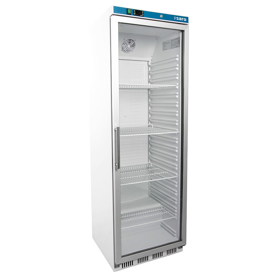 Lagerkühlschrank mit Glastür weiß 361 Liter