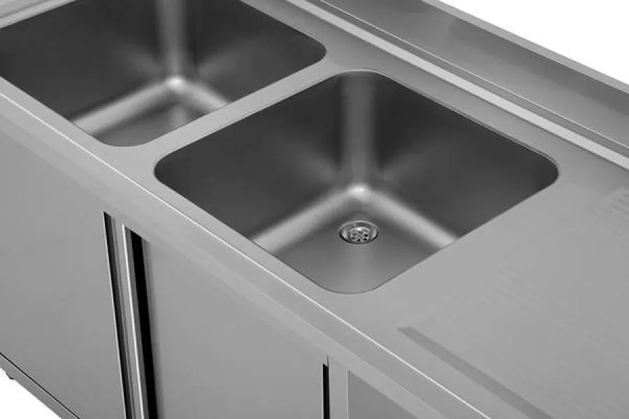 Spülenunterschrank 2 Schalen 180x70x85cm rechts Gastronomie