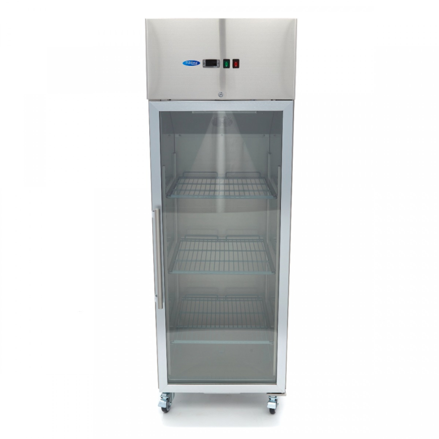 Gastro Gefrierschrank - 600 l - 3 Einstellbare Regale (2/1 GN) - Rostfreier Stahl - mit Glastür
