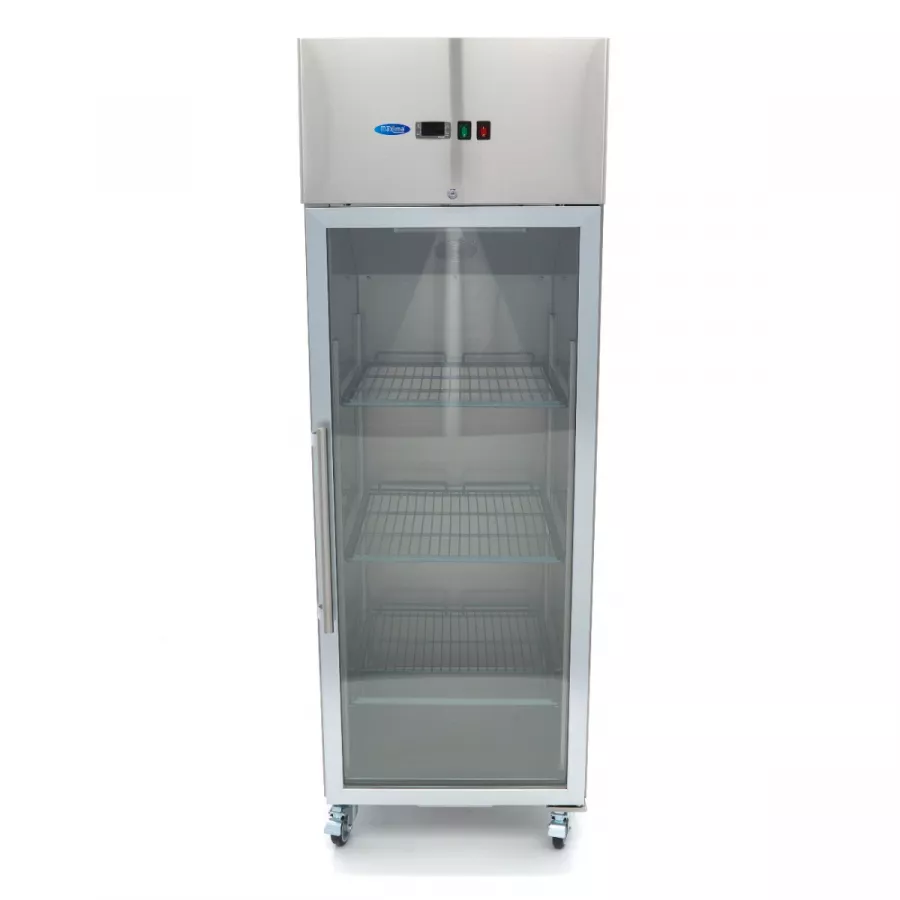 Gastro Gefrierschrank 600 Liter mit Glastür aus Edelstahl