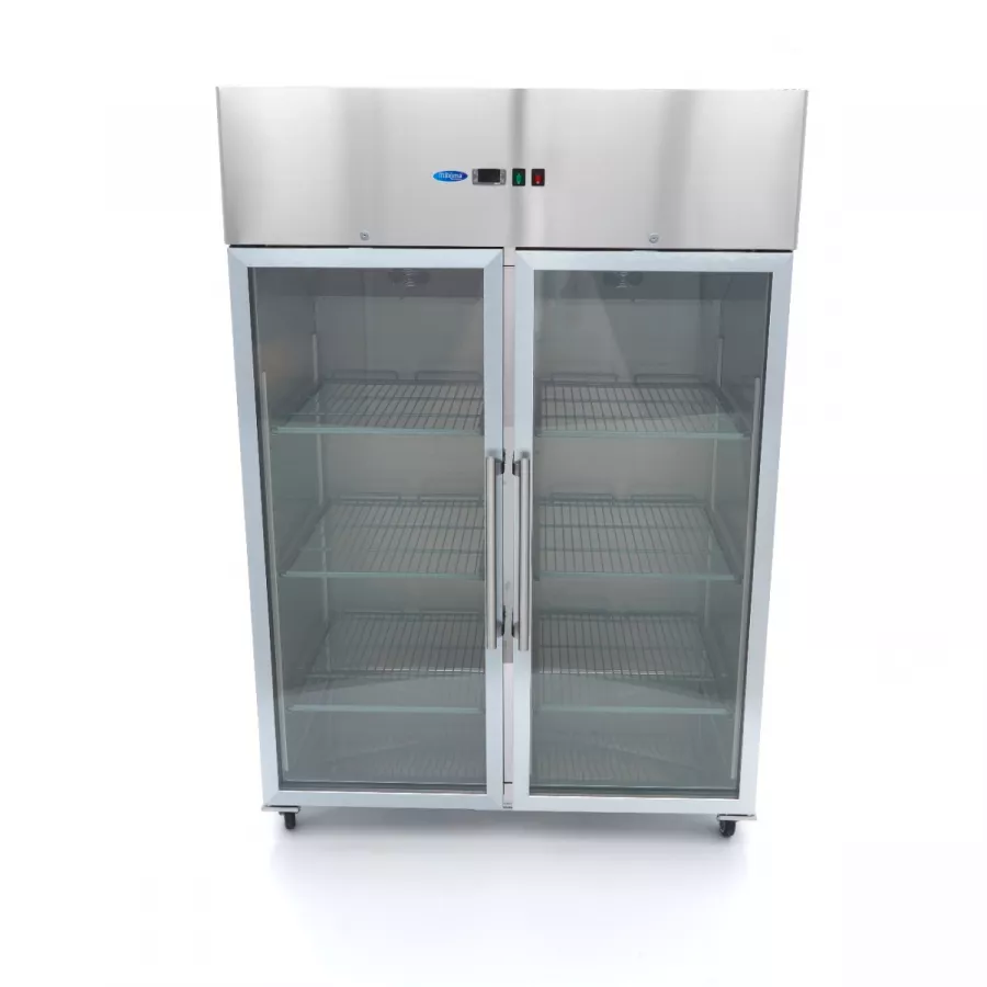 Gastro Kühlschrank - 1200 l - 6 Einstellbare Regale (2/1 GN) - Rostfreier Stahl - mit Glastür