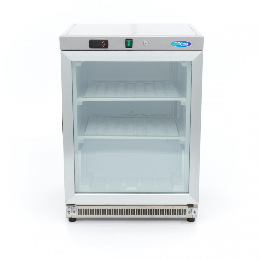 Gefrierschrank - 200L - Edelstahl - mit Glastür