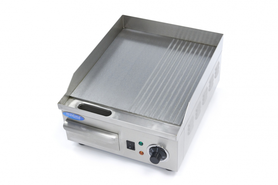 Grillplaat - half geribbeld - 36cm - inclusief opvangbak