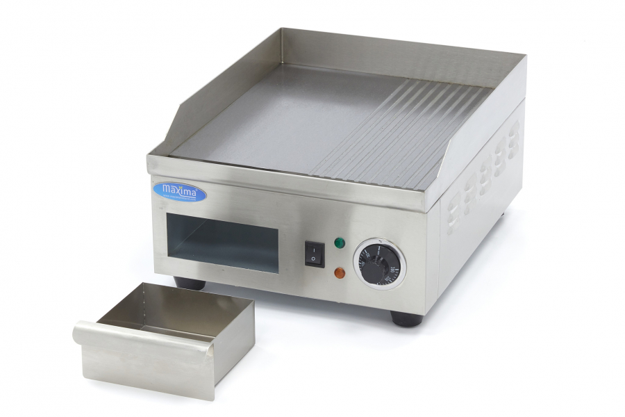 Grillplaat - half geribbeld - 36cm - inclusief opvangbak