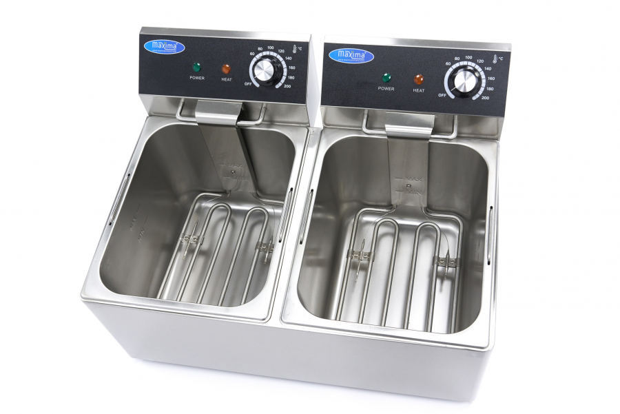 Fritteuse - 2 x 8L - 2 Körbe - bis zu 2,8 kg Pommes frites