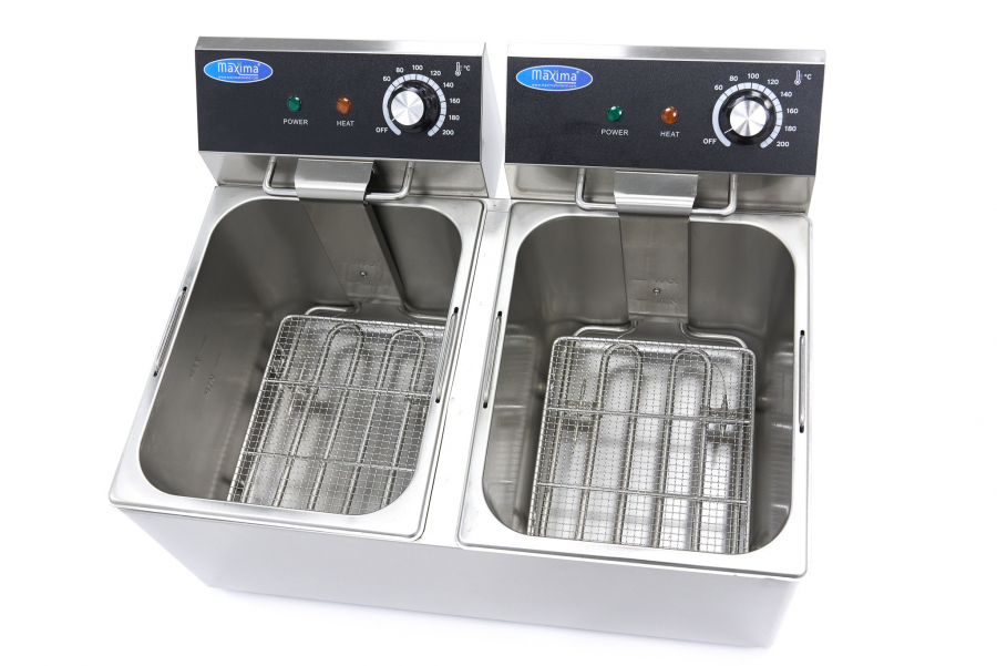 Fritteuse - 2 x 8L - 2 Körbe - bis zu 2,8 kg Pommes frites