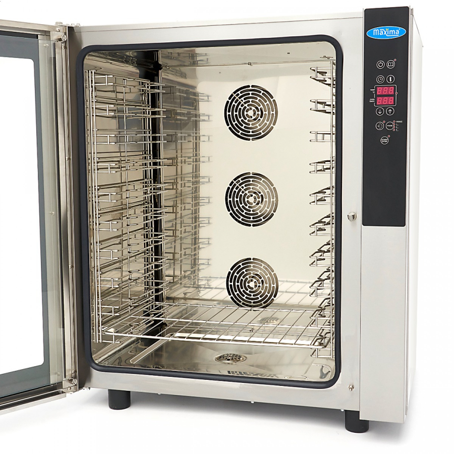 Kombi-Dampfofen - passend für 10 Tabletts (1/1 GN / 60 x 40cm) - Digitale Anzeige - 400V