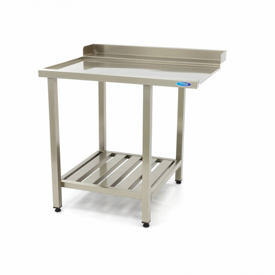 Vaatwasbaktafel 90 x 75cm links met spatbescherming en opbergruimte - Gastrohot