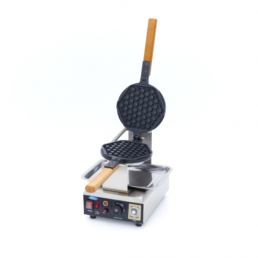 Wafelijzer voor 1 wafel met rond honingraatpatroon - Gastrohot