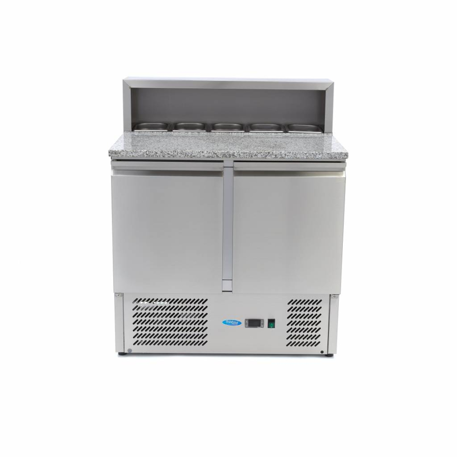Pizzakühltisch - 90 cm - 2 deuren - Past 5 x 1/6 GN - inclusief roestvrijstalen afdekking
