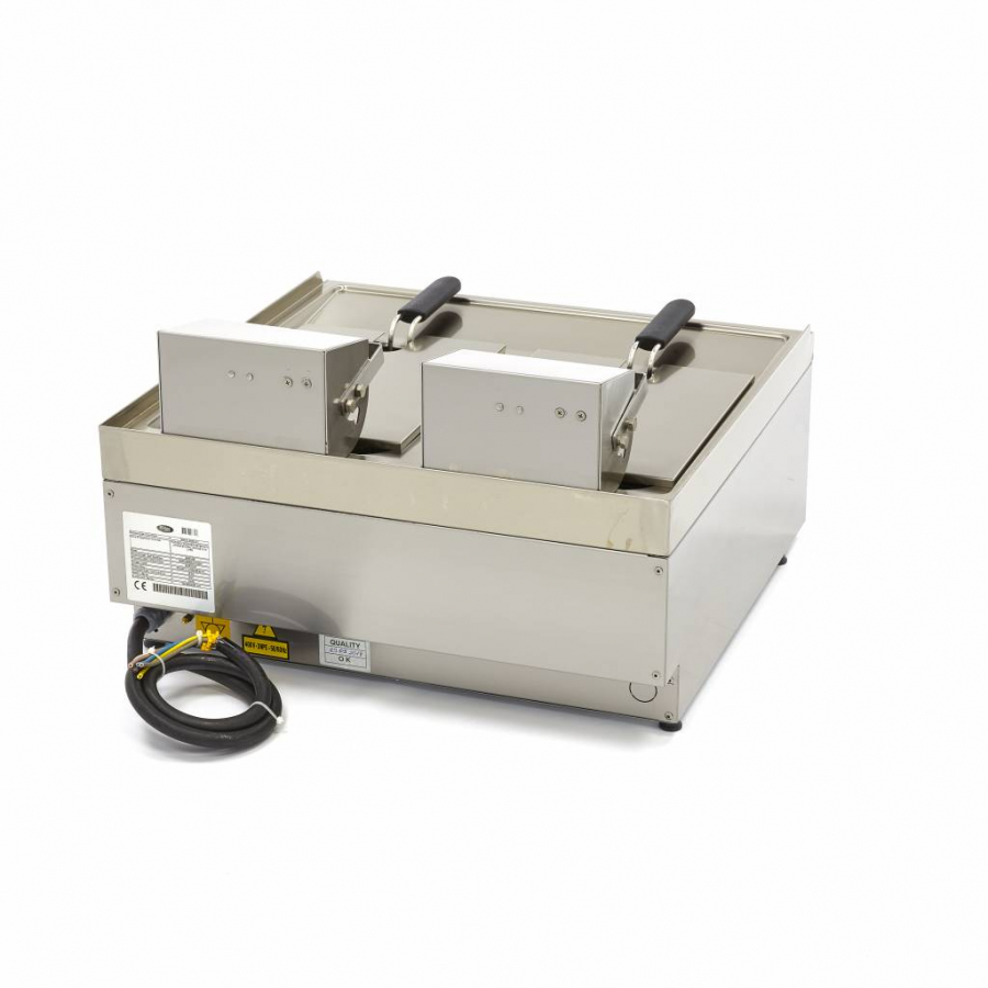 Fritteuse - 2 x 10L - 2 Körbe - mit Ablasshahn - 400V