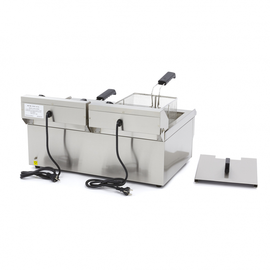 Fritteuse - 2 x 16L - 2 Körbe - mit Ablasshahn