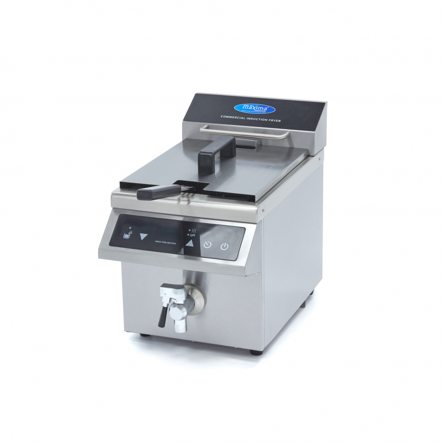 Frituurpan 8L 1 mand Inductie met aftapkraan - Professionele keukenfrituurpan voor gastronomie en handel - Gastrohot