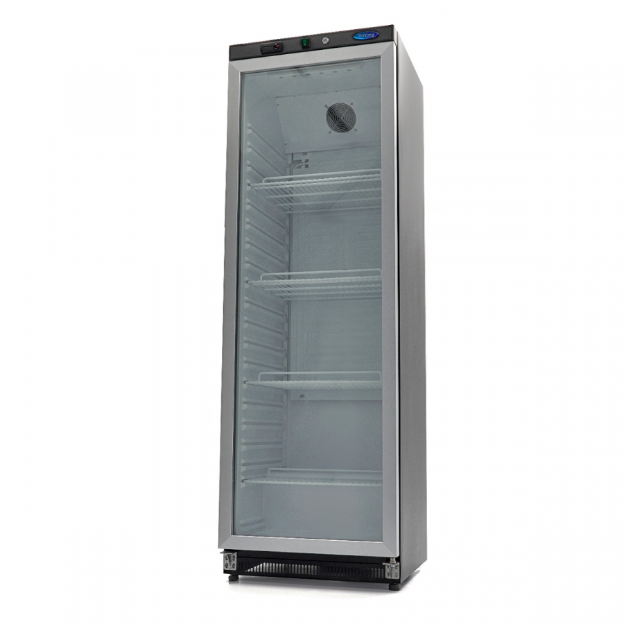 Koelkast 400L Zwart met Glazen Deur - Energiezuinig en Stil - Ideaal voor Gastronomie en Zakelijke Doeleinden