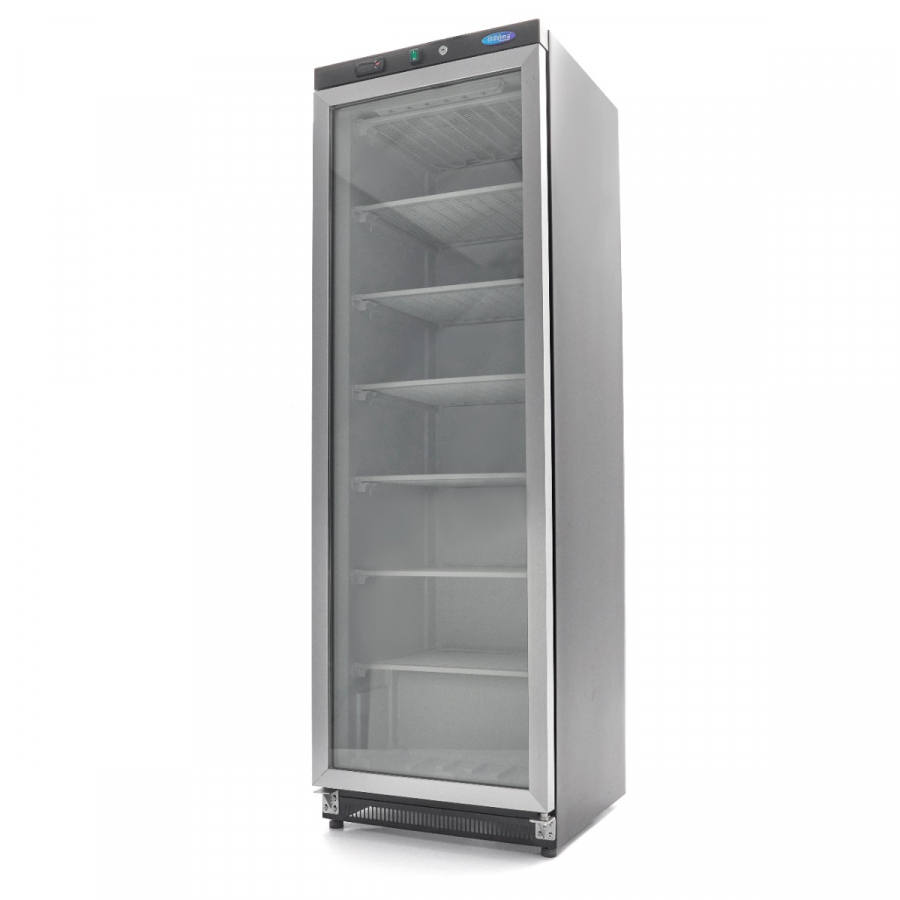 Gefrierschrank 400L Schwarz mit Glastür - Hochwertiger Tiefkühlschrank für die Gastronomie