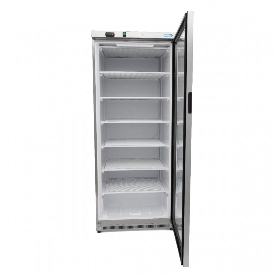 Gefrierschrank - 600L - Edelstahl - mit Glastür