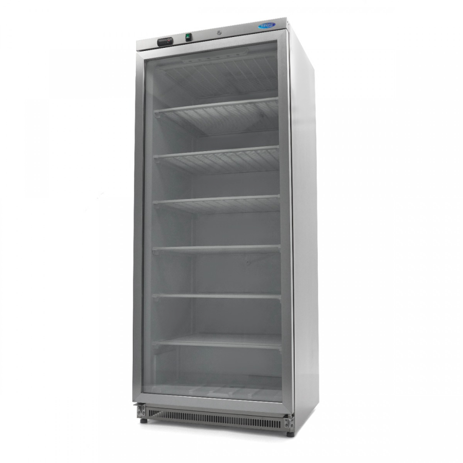 Gefrierschrank 600L Edelstahl mit Glastür - Professioneller Tiefkühlschrank für die Gastronomie