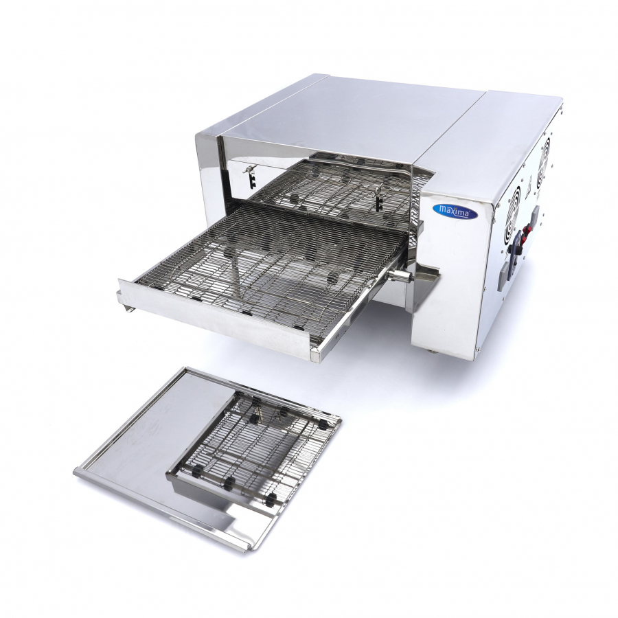 Pizzavuurmand met transportband - geschikt voor 2 x Ø20cm - 30 pizza's per uur
