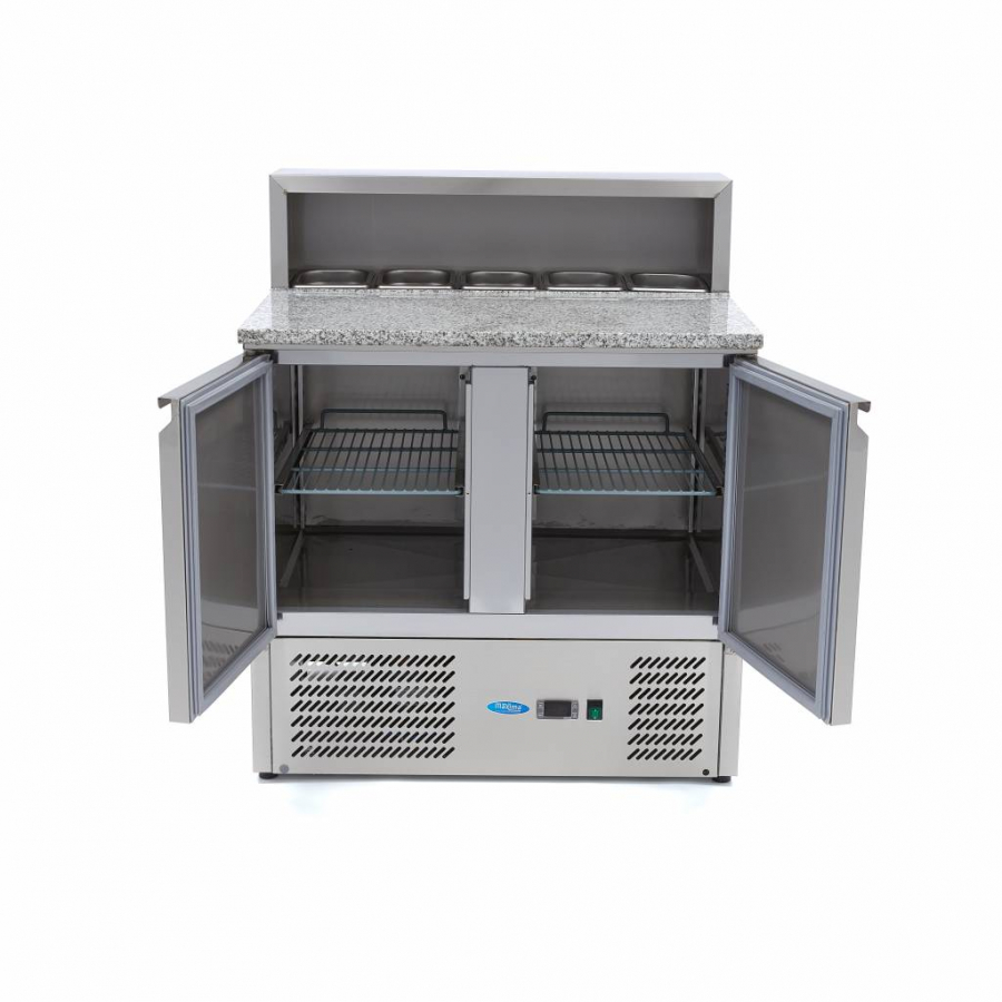 Pizzakühltisch - 90 cm - 2 deuren - Past 5 x 1/6 GN - inclusief roestvrijstalen afdekking