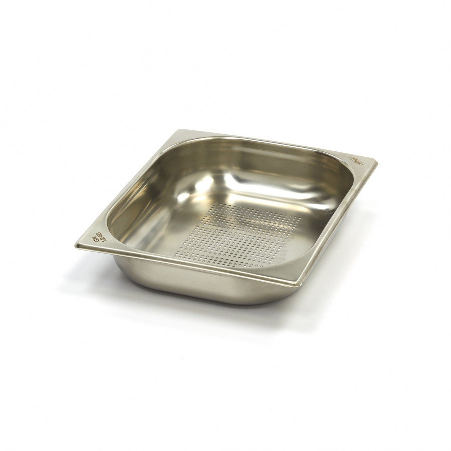 Gastronormbehälter 1/2 GN 6,5 cm tief Edelstahl durchlöchert - perforierter GN-Behälter 1/2 GN 6,5 cm - Gastrobehälter Edelstahl perforiert 1/2 GN 6,5 cm