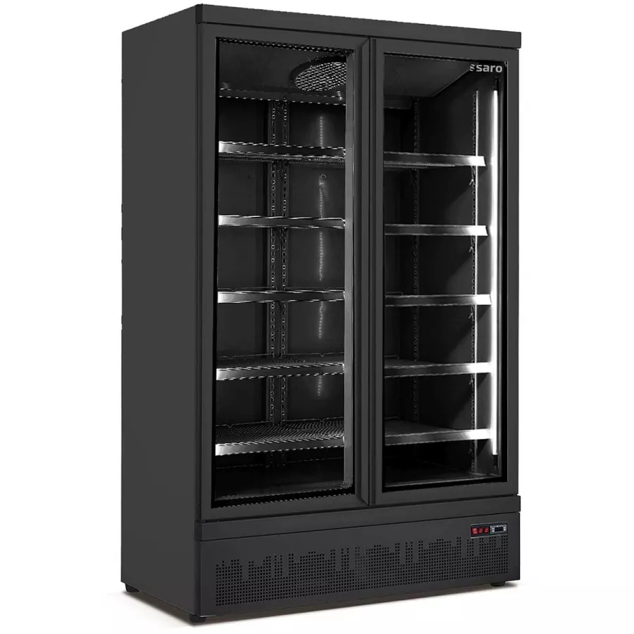 Tiefkühlschrank 2 Glastüren schwarz | B 1253 x T 760 x H 1997