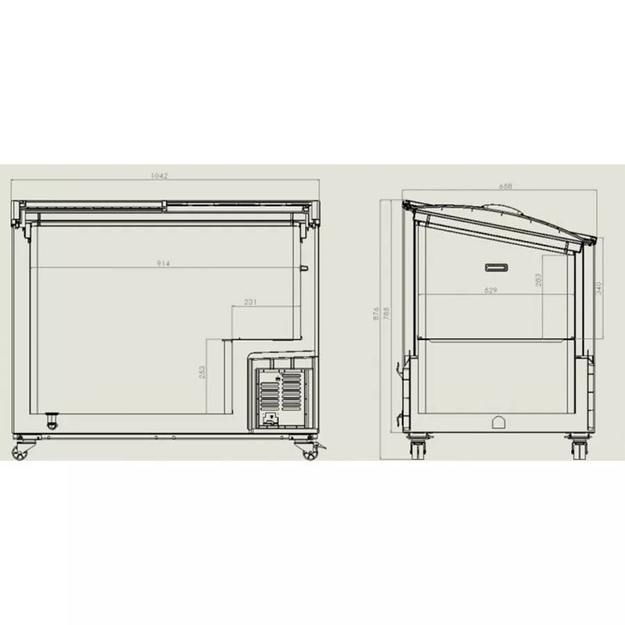 Combisteel Tiefkühltruhe fahrbar 297 Liter mit Glasdeckel | 105 cm breit | -18° / -24° C
