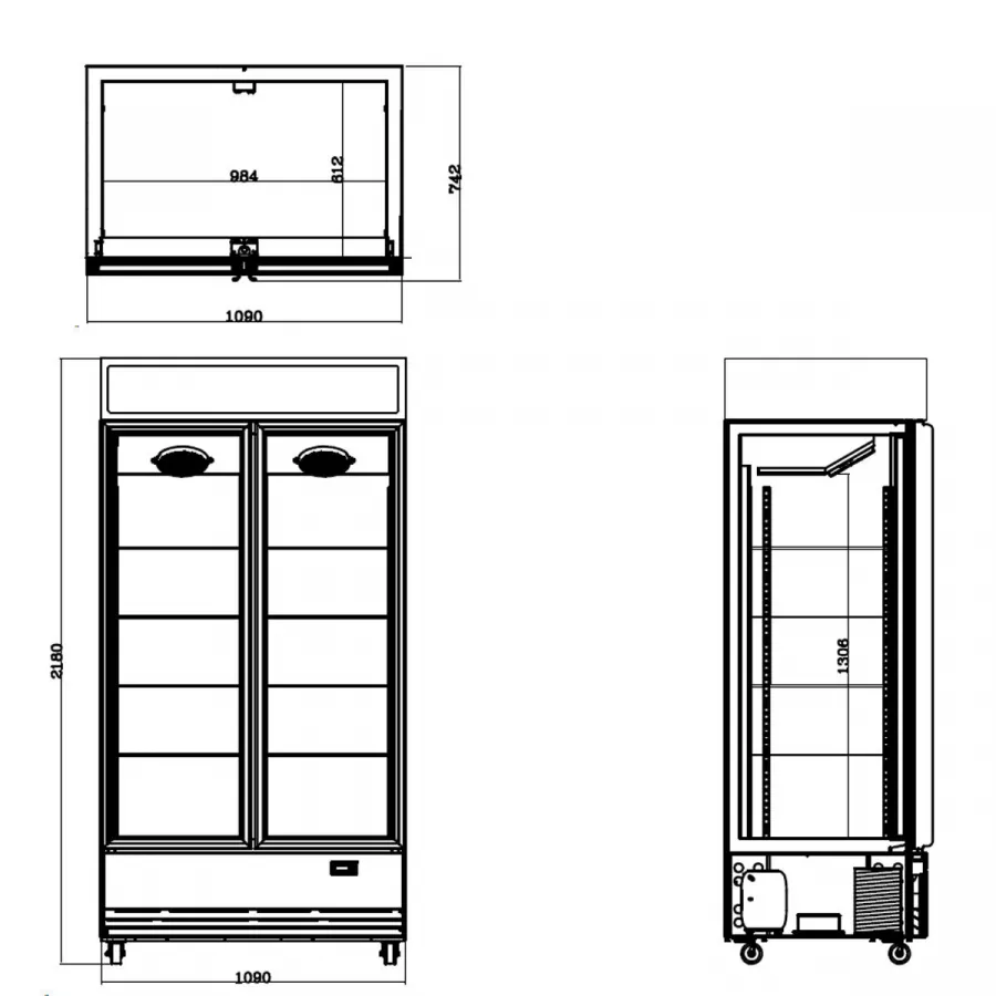 Getränkekühlschrank 870 Liter mit Leuchtaufsatz