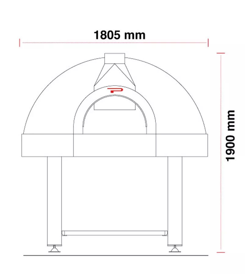 Holz Pizzaofen Pavesi JOY 140H | Backfläche statisch | 6 bis 8 Pizzen | B1805 x T1864 x H1900 mm