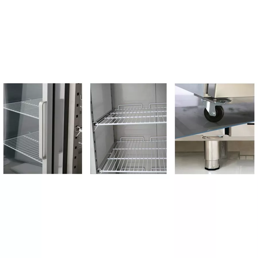 Edelstahltiefkühlschrank mit Glasstür, Inhalt 610 Liter, GN2/1