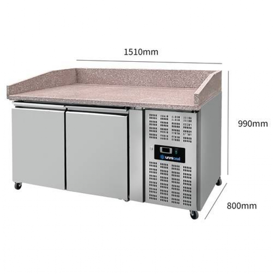 Pizza Theke 2 Türen 151x80x100cm 390L Edelstahl Automatik