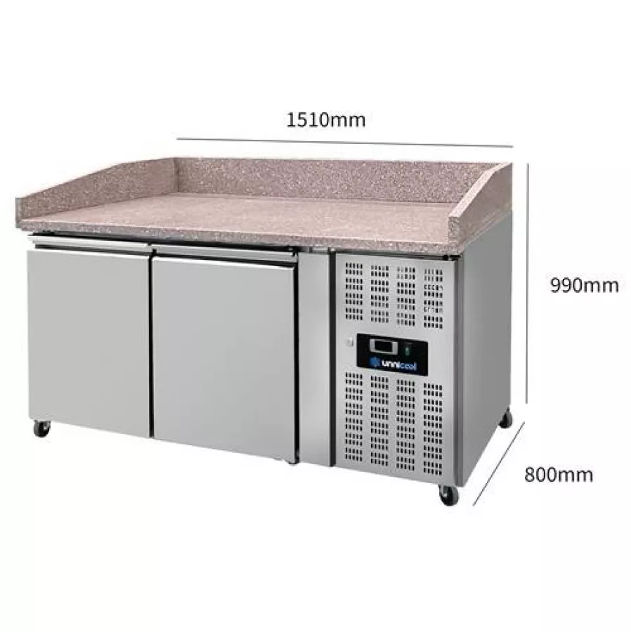 Pizza Theke 2 Türen 151x80x100cm 390L Edelstahl Automatik