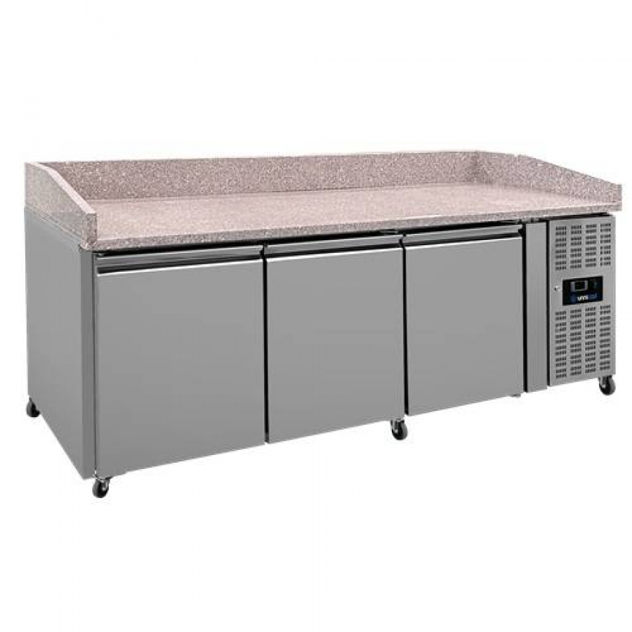 Pizza Kühltisch 3 Türen 202x80x100cm 580L Edelstahl Umluft