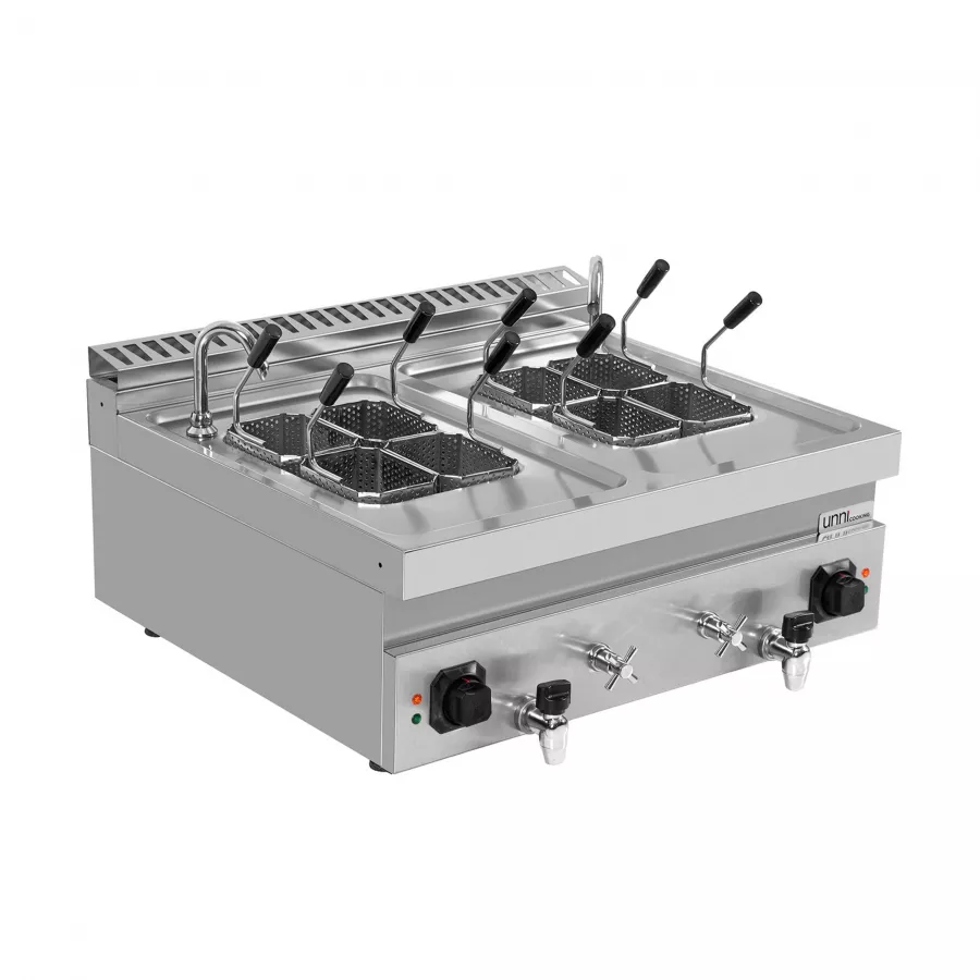 Nudelkocher 2x12L elektrisch – Edelstahl, 2×12 Liter, Tischgerät