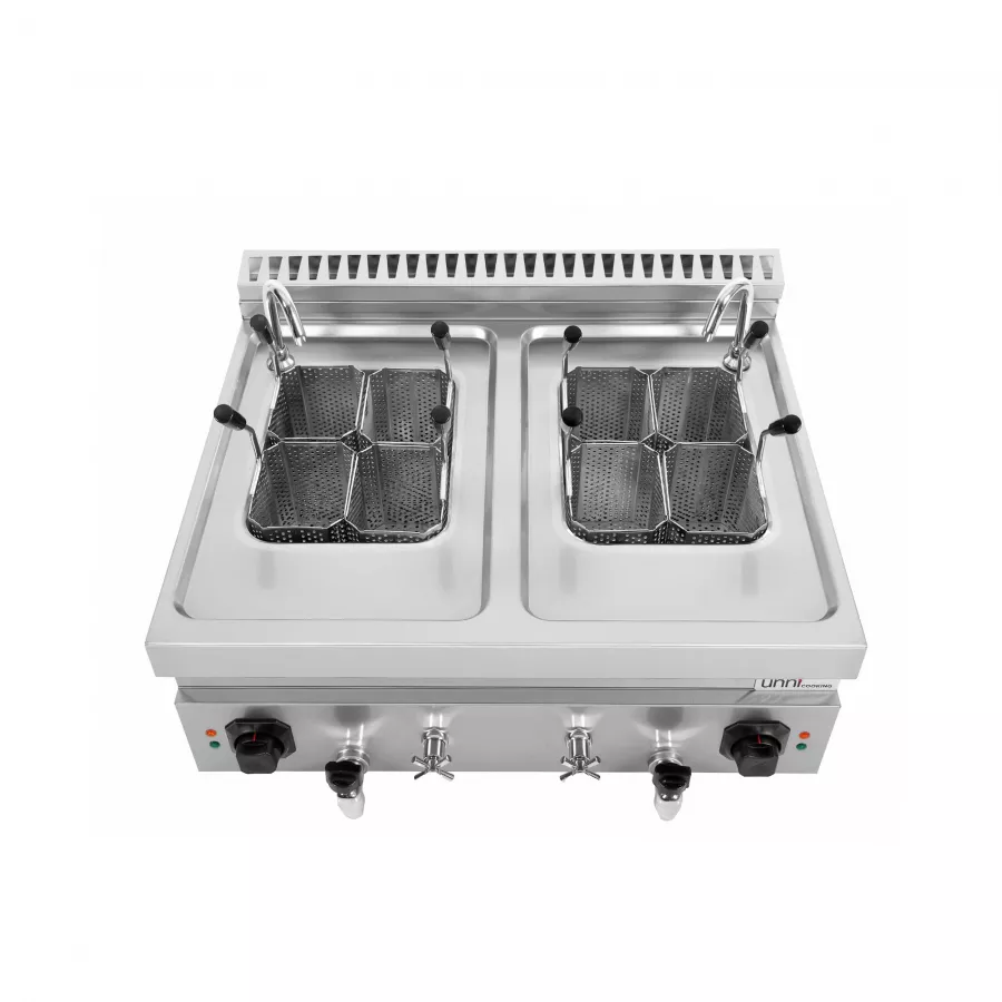 Nudelkocher 2x12L elektrisch – Edelstahl, 2×12 Liter, Tischgerät