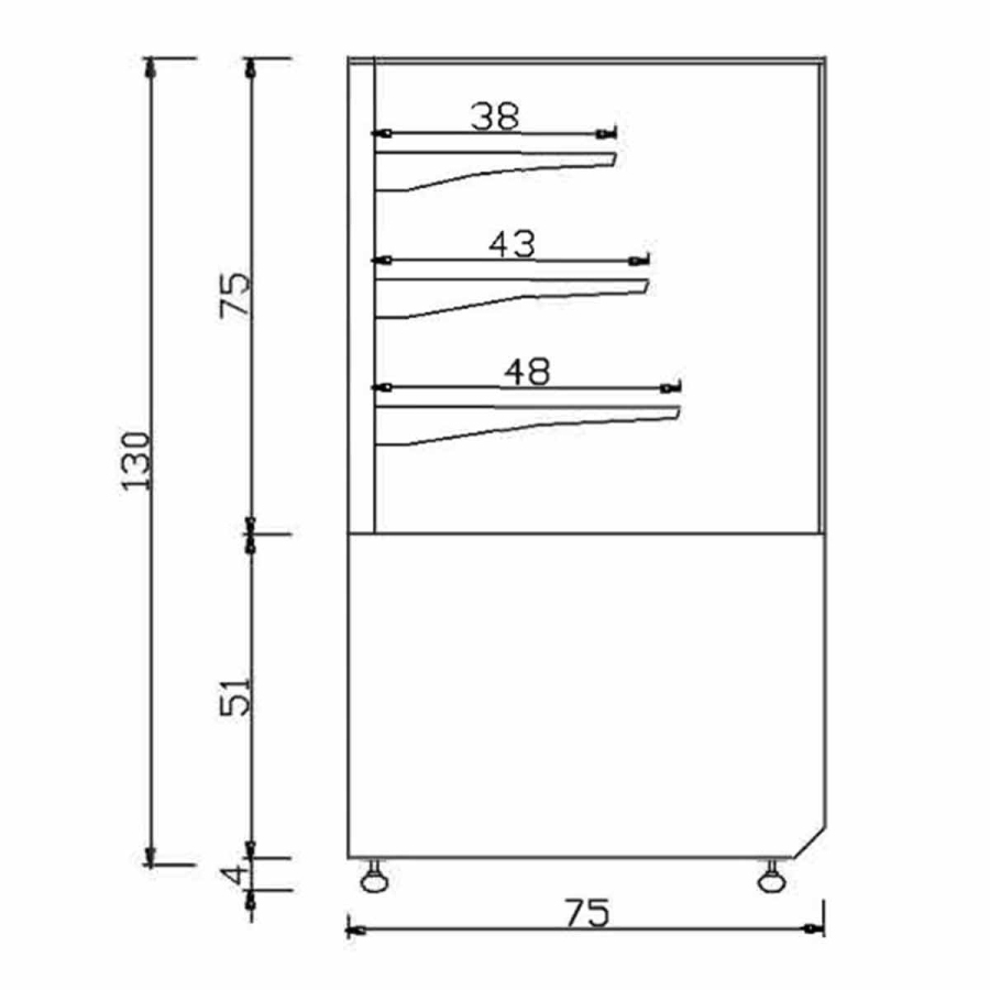 Warmtevitrine | Bordeaux-Zwart | 1000x750x1300 mm