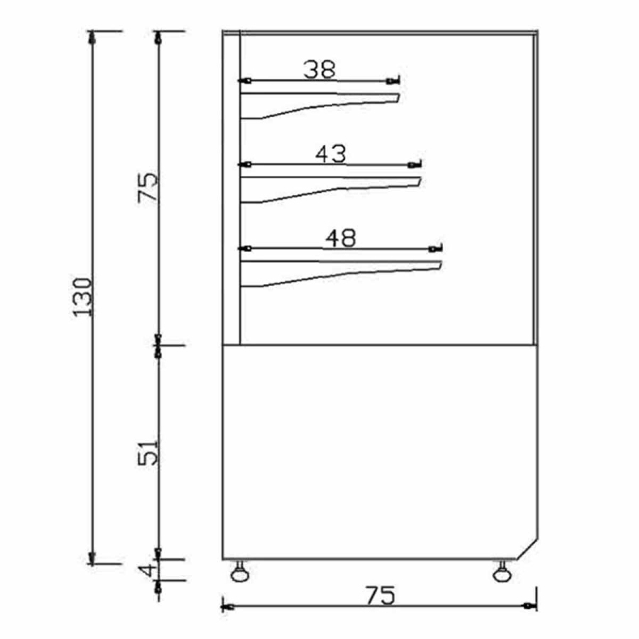 Warmtevitrine | Bordeaux-Zwart | 1250x750x1300 mm