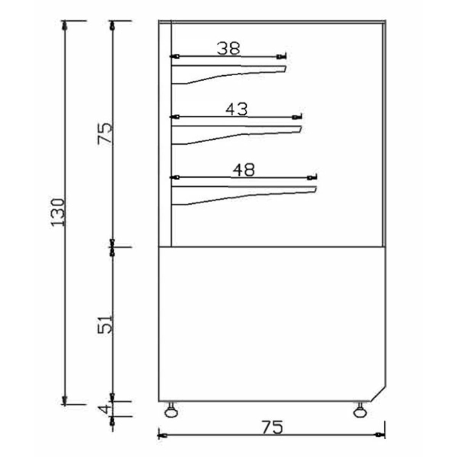 Warmtevitrine | Wit-Zwart | 1250x750x1300 mm