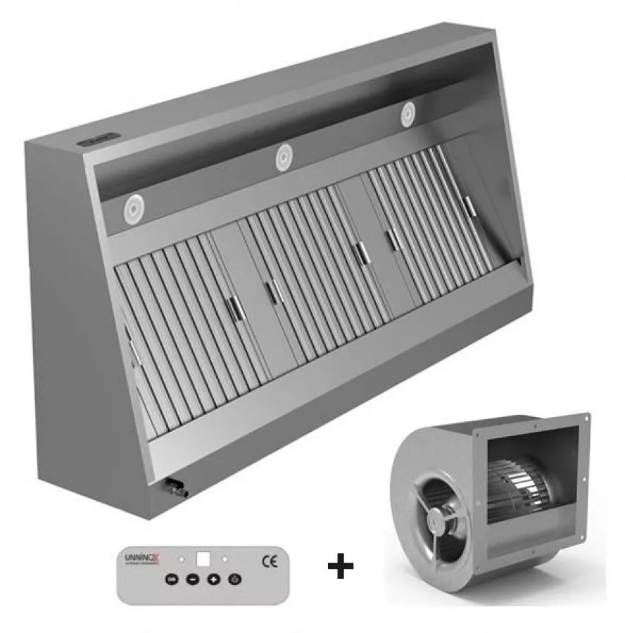 Dunstabzugshaube UNNINOX 2400x950mm Edelstahl 2200 m³/h LED