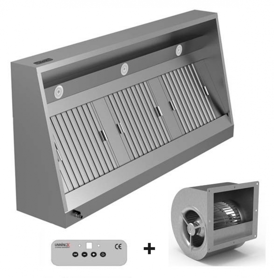 Dunstabzugshaube UNNINOX 700mm Edelstahl 2000 m³/h LED