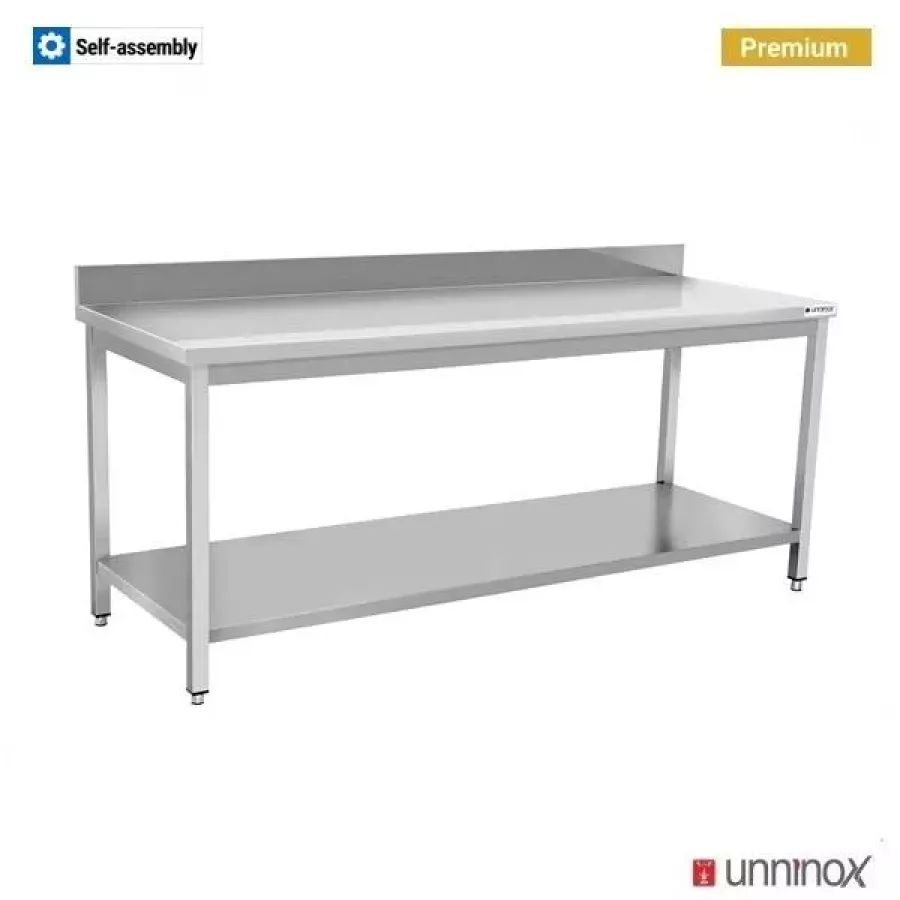 Arbeitstisch 700 mit Aufkantung und Grundboden 100x70x85cm Edelstahl