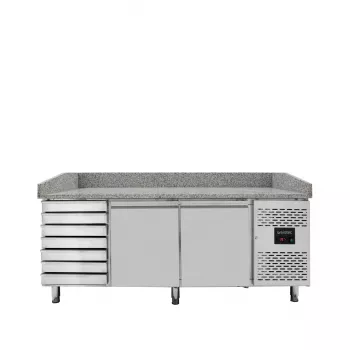 Pizzakühltisch Easyline 800 2-türig 7 Schubladen grau - Gastrohot