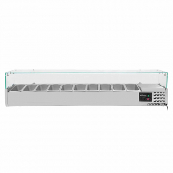 Kühlaufsatz 330 mit Glasabdeckung 10xGN1/4 - 2000, Gastro Kühlaufsatz mit Glasabdeckung, 10xGN1/4 - 2000, Easyline Kühlaufsatz mit Glasabdeckung