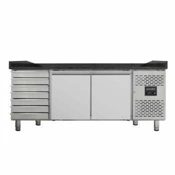Pizzakühltisch Easyline 800, 2-türig, 7 Schubladen, schwarz - Gastrohot